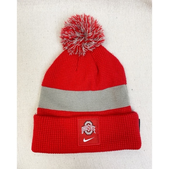 Nike Ohio State Buckeyes Knit Beanie W removable Pom Pom - Picture 1 of 3